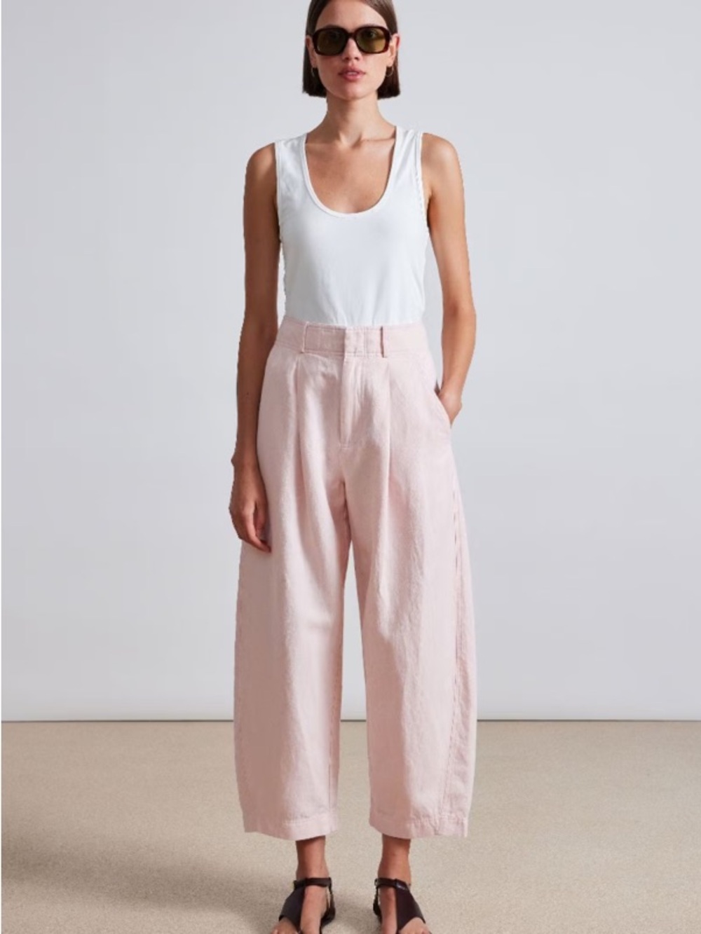 Apiece Apart Bari Cropped Linen-Blend Pants